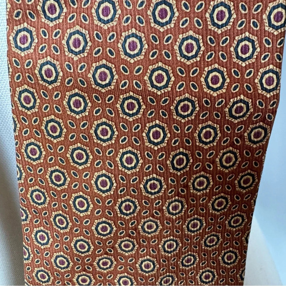 Tad Lapidus Paris Boutique Men’s Silk Tie Tan Black Geometric Classic Design - Picture 2 of 5